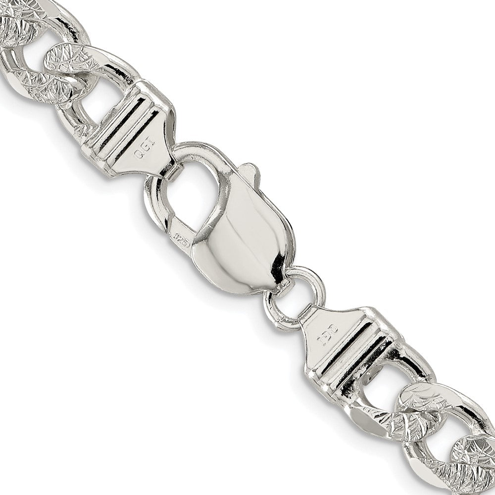 Sterling Silver Rhodium-plated 9.5mm Pav‚ Flat Figaro Chain