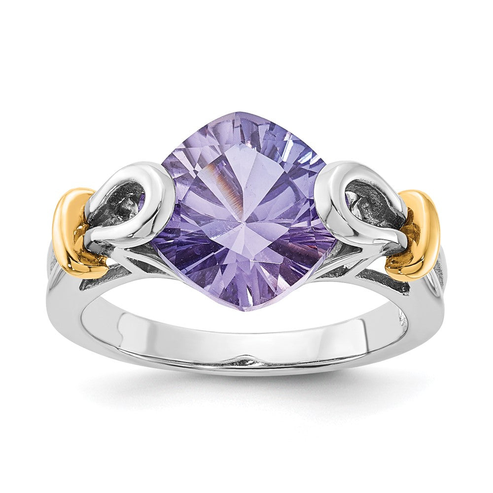 Sterling Silver with 10K Accents Created Blue Garnet Ring