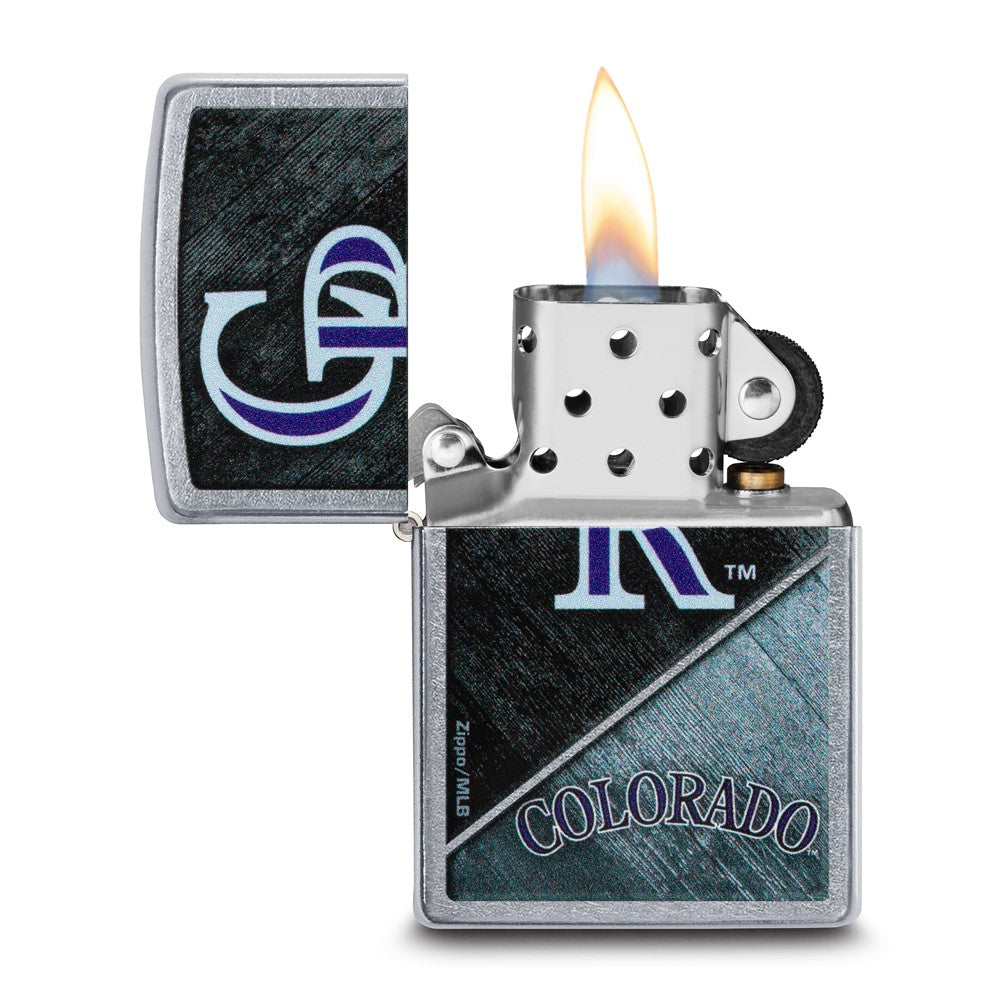 Zippo Street Chrome Colorado Rockies Color Image MLB Lighter