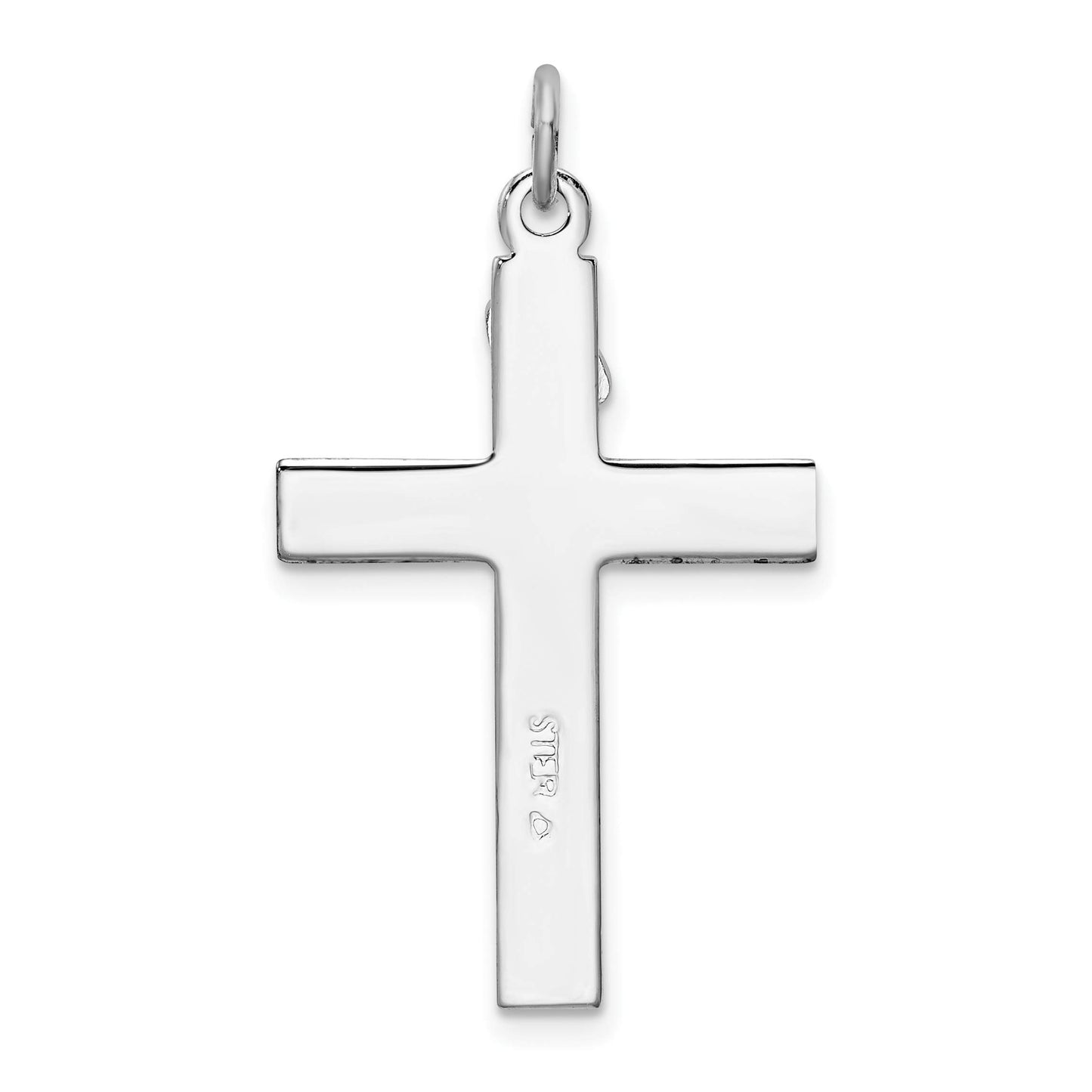 Sterling Silver Rhodium-plated Enameled Crucifix Pendant