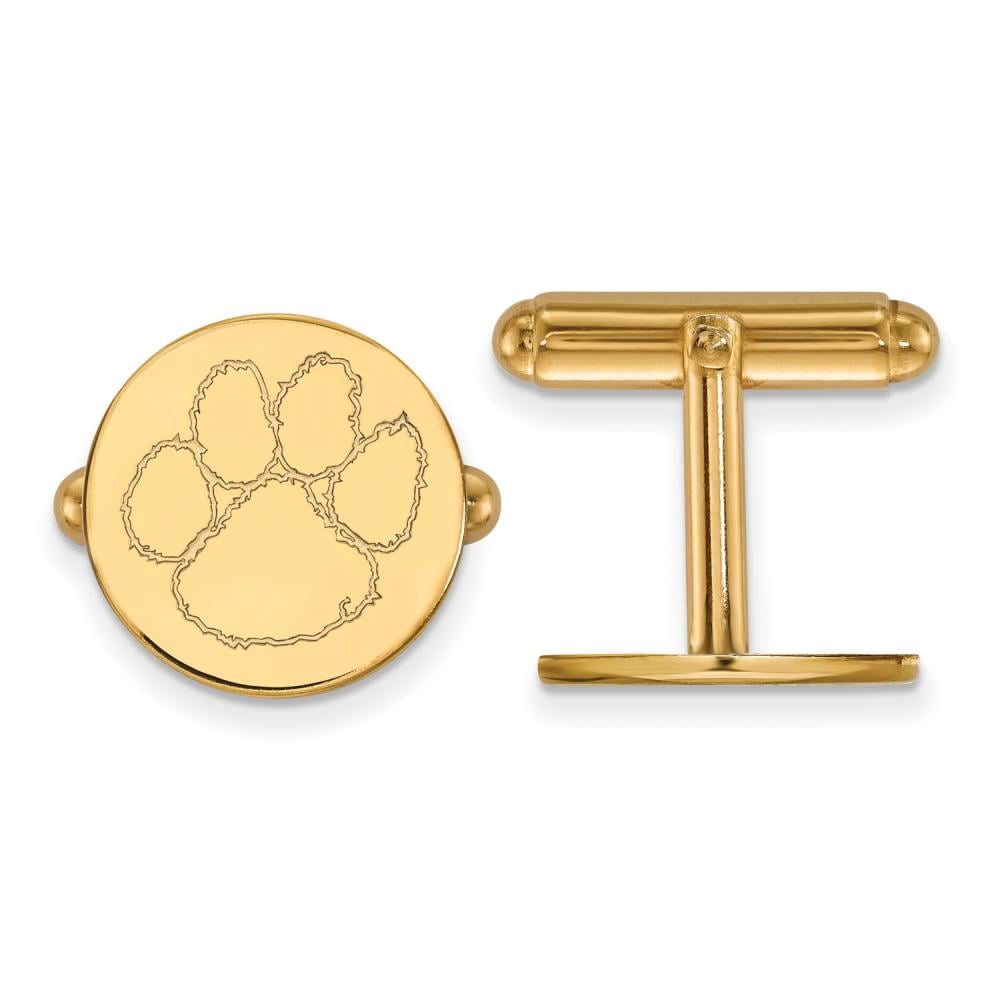 Sterling Silver Gold-plated LogoArt Clemson University Tiger Paw Cuff Links QGP012CU