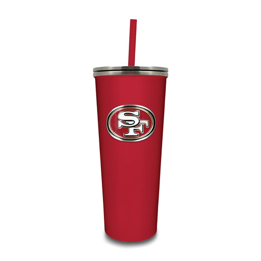 NFL San Francisco 49ers Stainless Steel 24 ounce Skinny Tumbler with Emblem and Straw