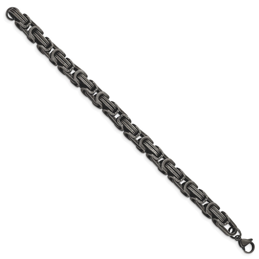 Stainless Steel Antiqued White Bronze Plated 8.5mm 8.5in Bracelet 8.5 inches