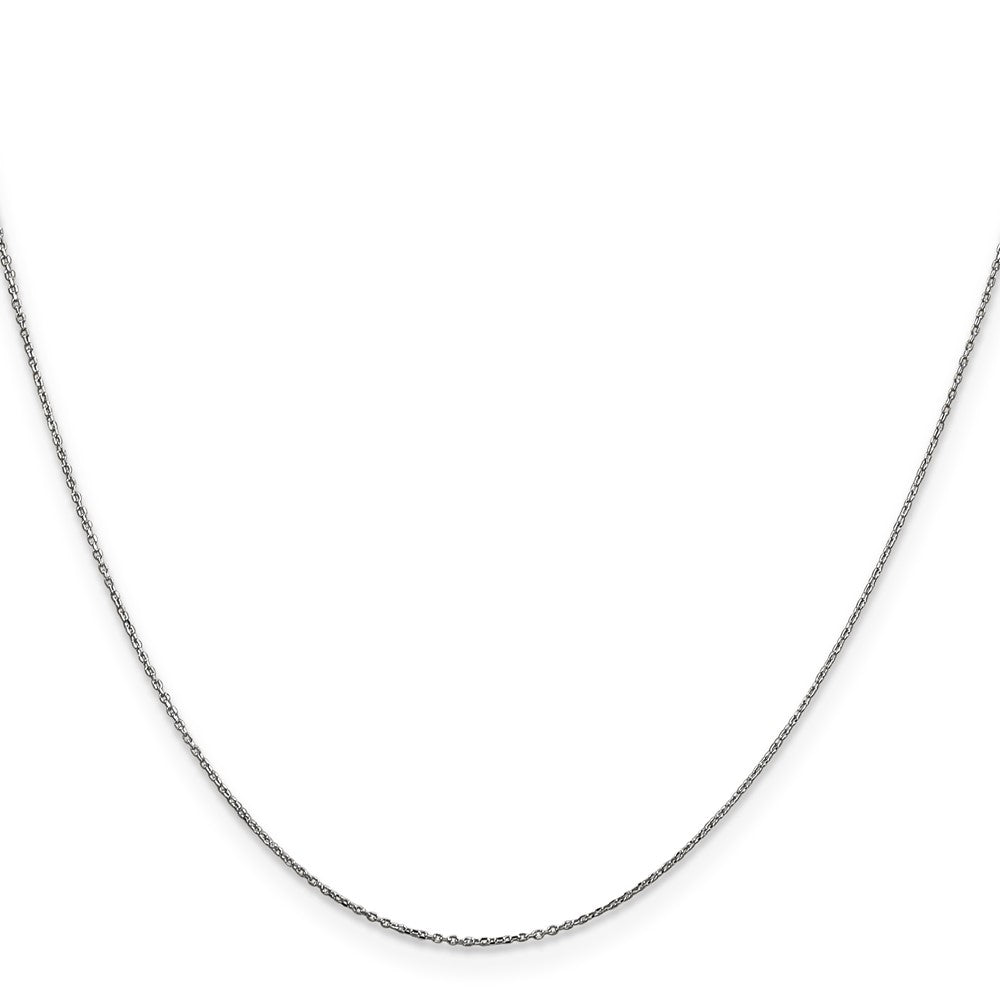 14K White Gold 24 inch .6mm Diamond-cut Round Open Link Cable with Spring Ring Clasp Chain