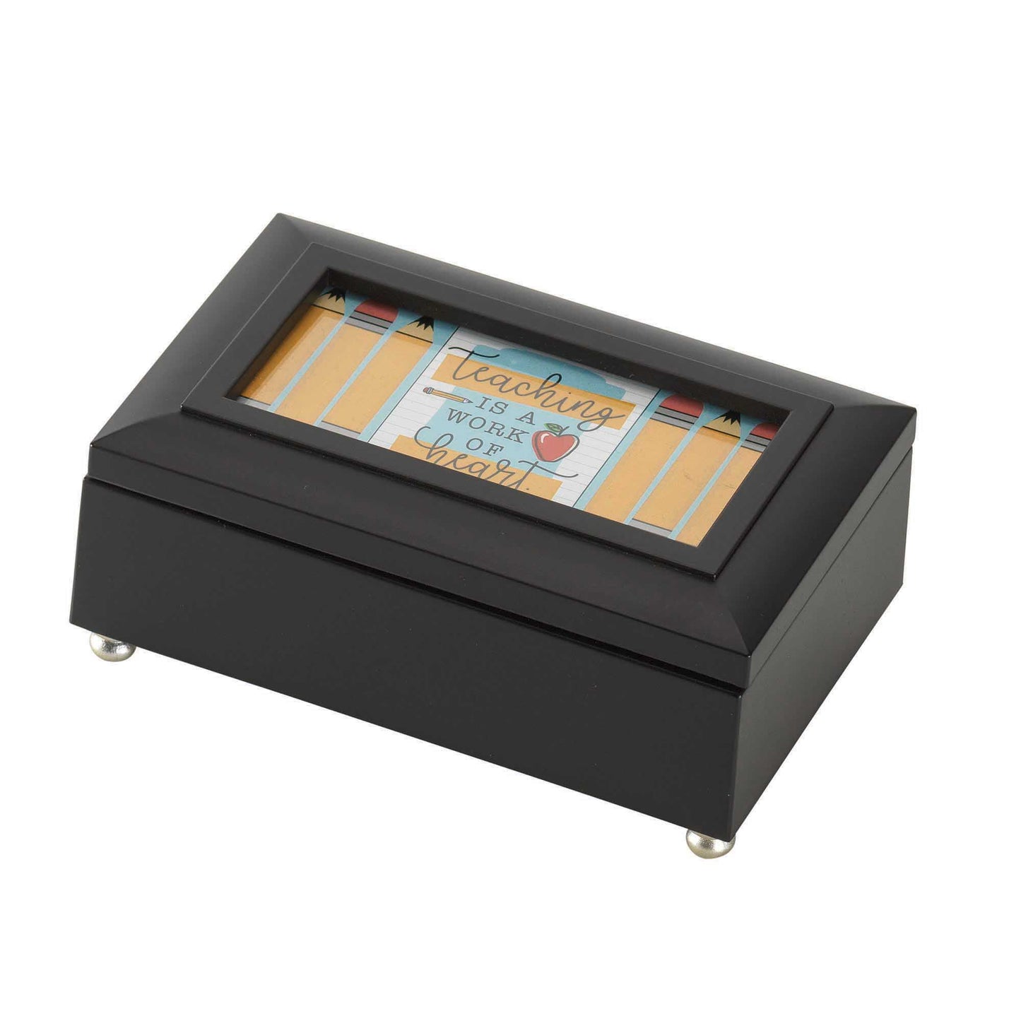Lord Bless You And Keep You Black Wood Jewelry Musical Box Plays Jesus Loves Me