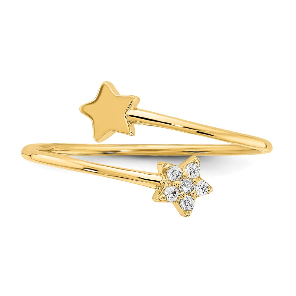 14K Yellow Gold CZ Star Ring Size 7