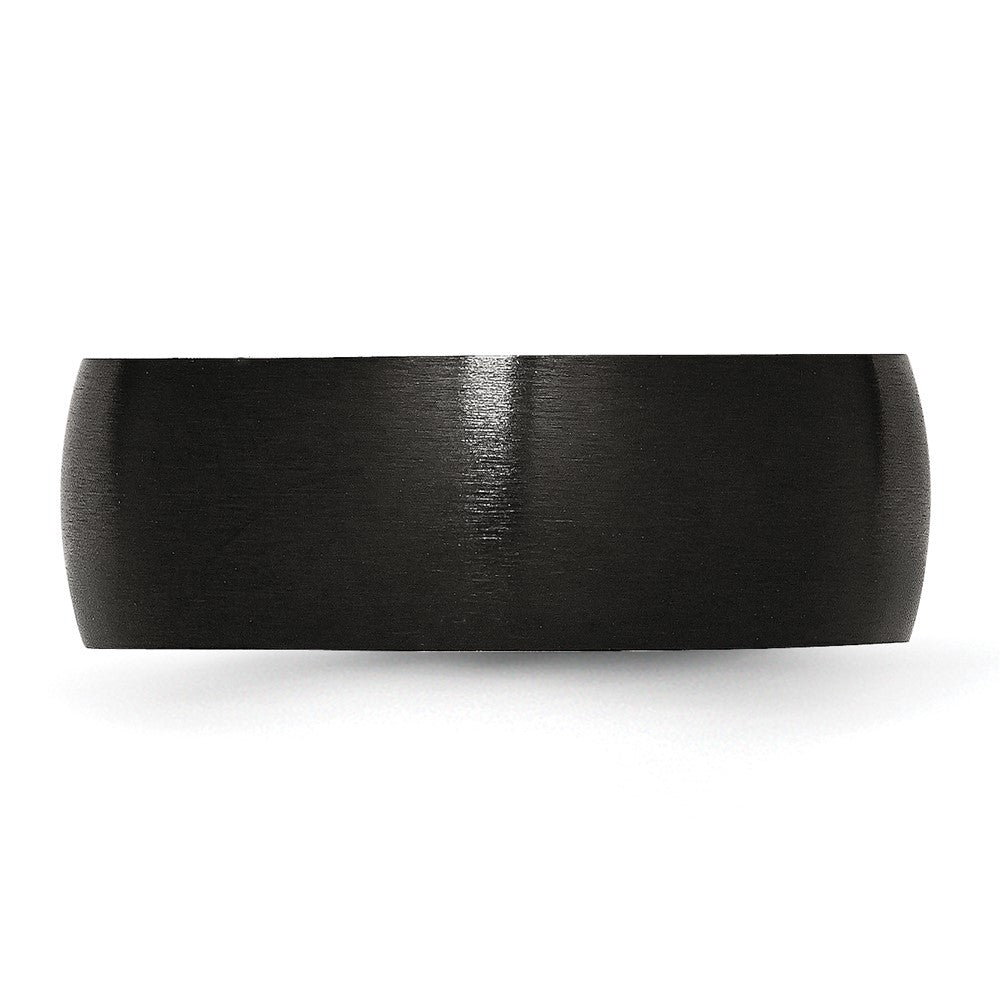 Stainless Steel 8mm Black IP-plated Brushed Band Size - 9.5