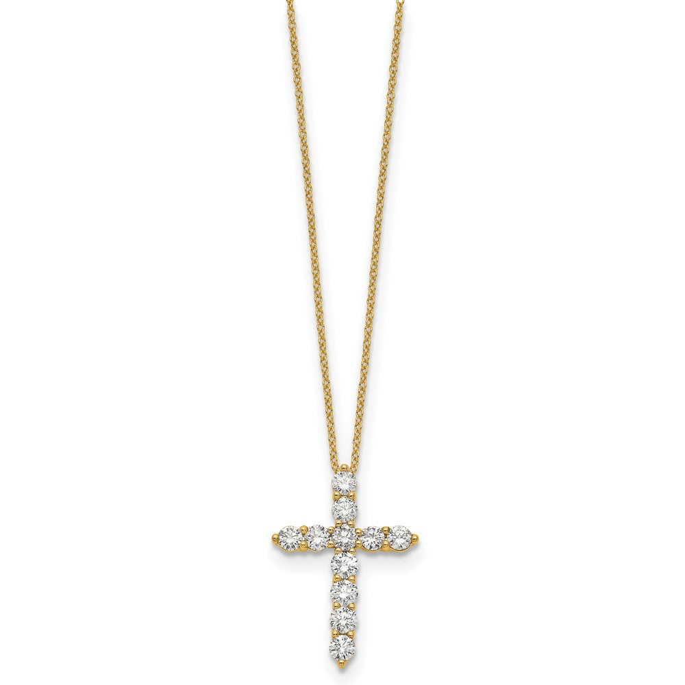 True Origin 14k 1 1/2 carat Lab Grown Diamond VS DEF 18 inch Cross Pendant Necklace