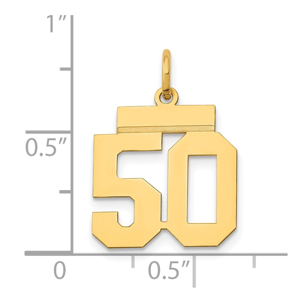 14k Small Polished Number 50 Charm