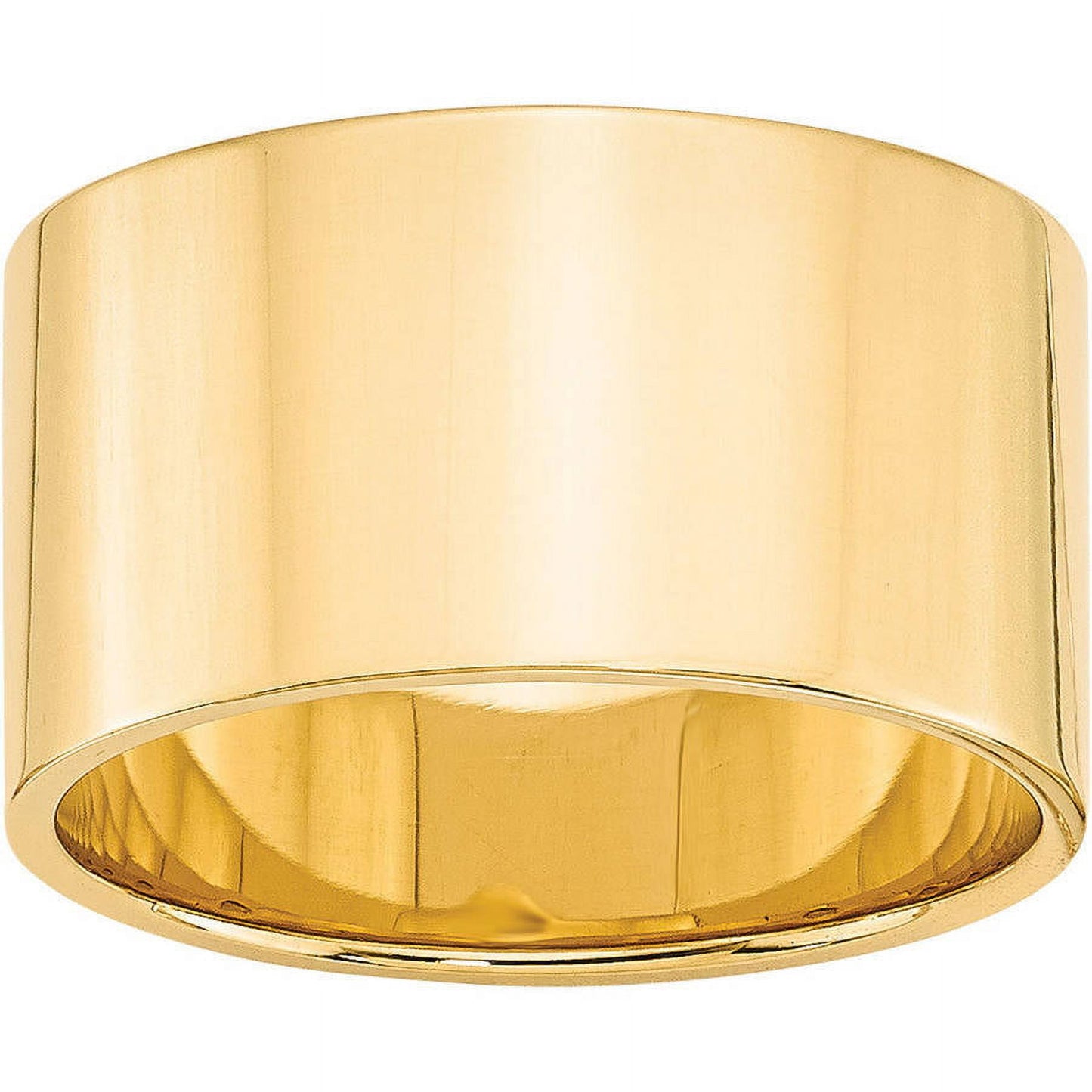 14k Yellow Gold 12mm Lightweight Flat Wedding Band Size 6.5