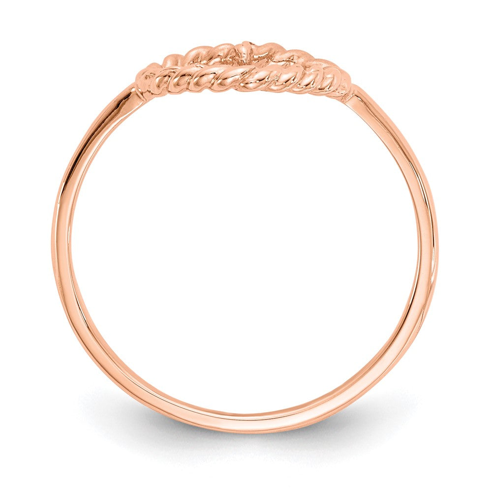 14k Rose Gold Polished & Textured Heart Ring Size 7