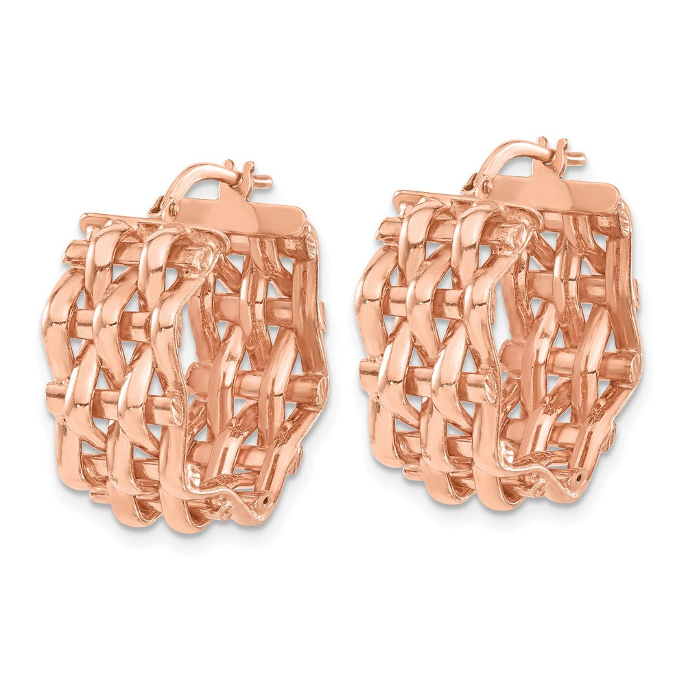 Sterling Silver Rose Tone Panther 5 Row Hoop Earrings