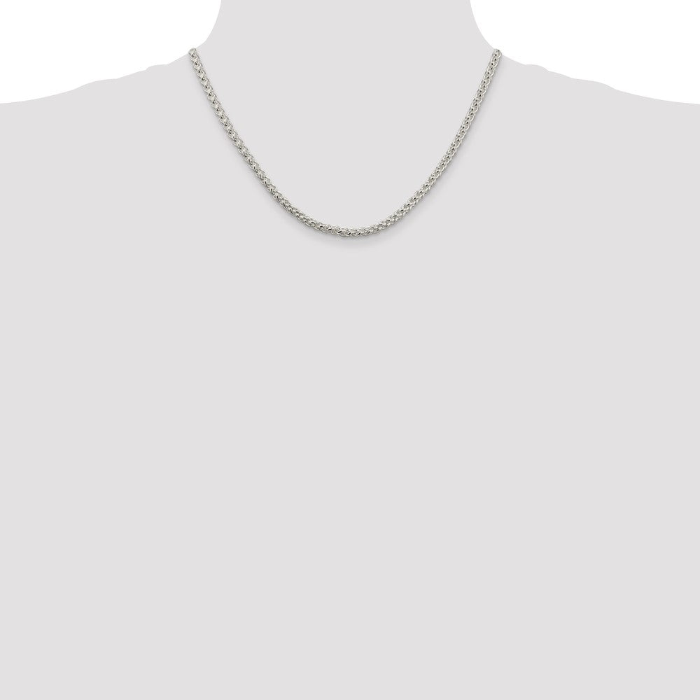 Sterling Silver 4mm Round Spiga Chain 18 Inches