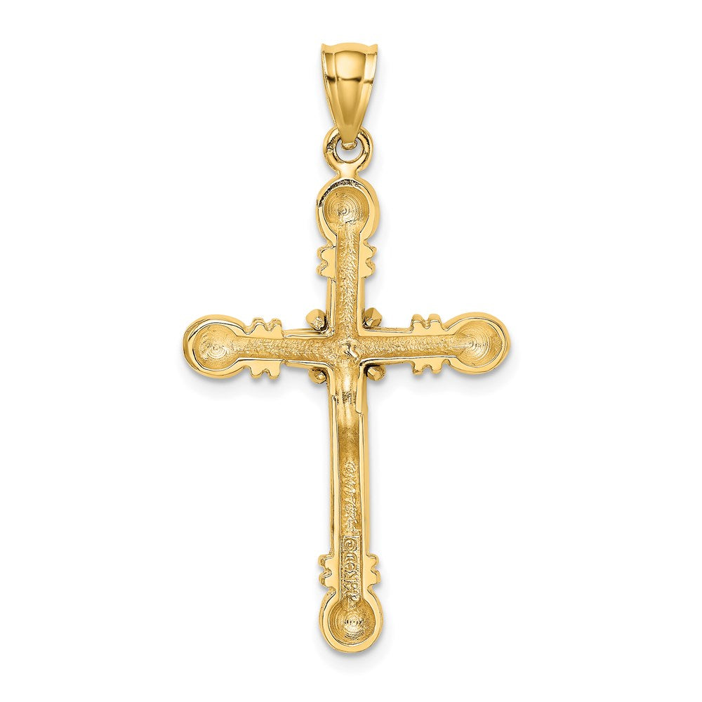 14K Polished Cylinder Cross Charm