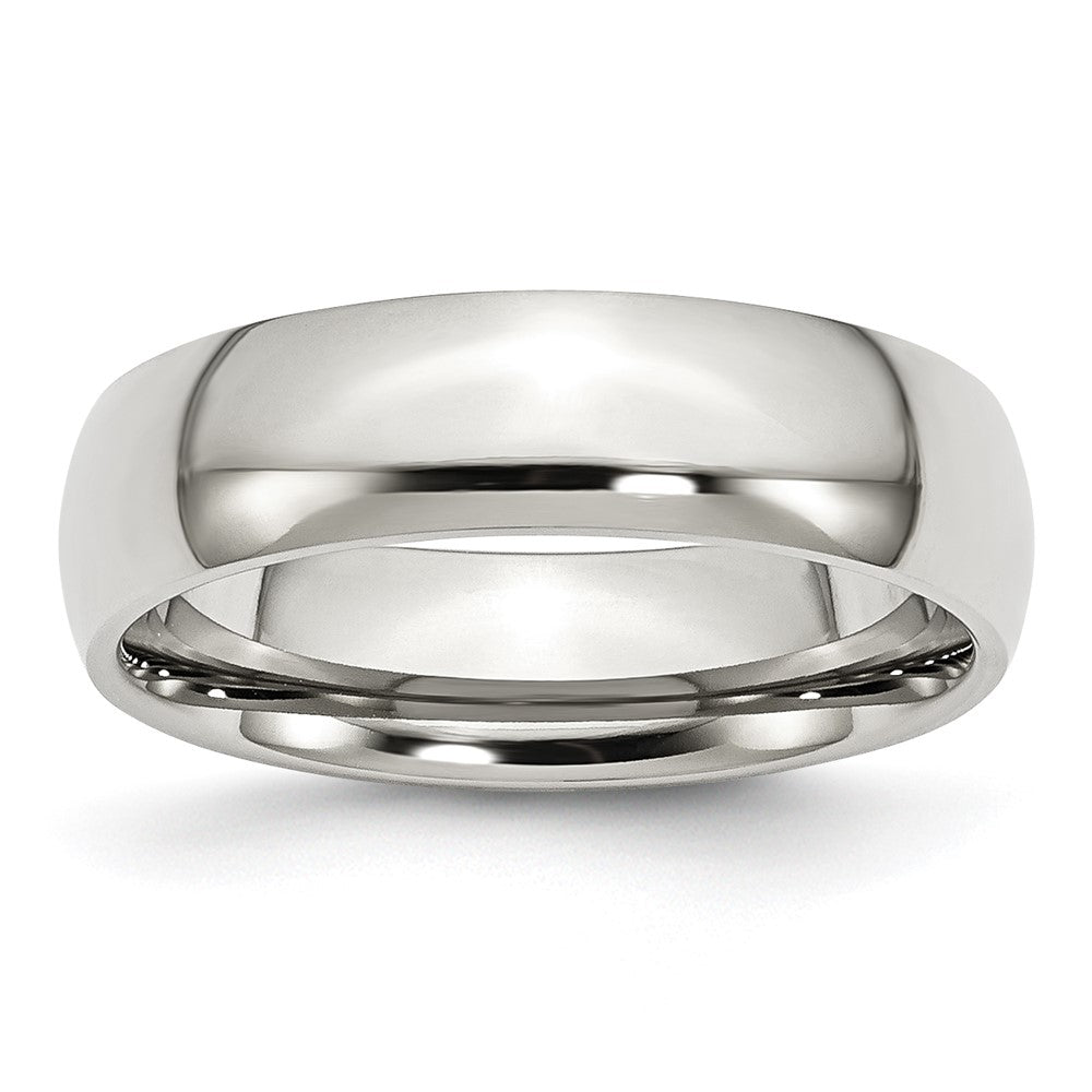 Stainless Steel Polished 6mm Half Round Band Size - 6.5