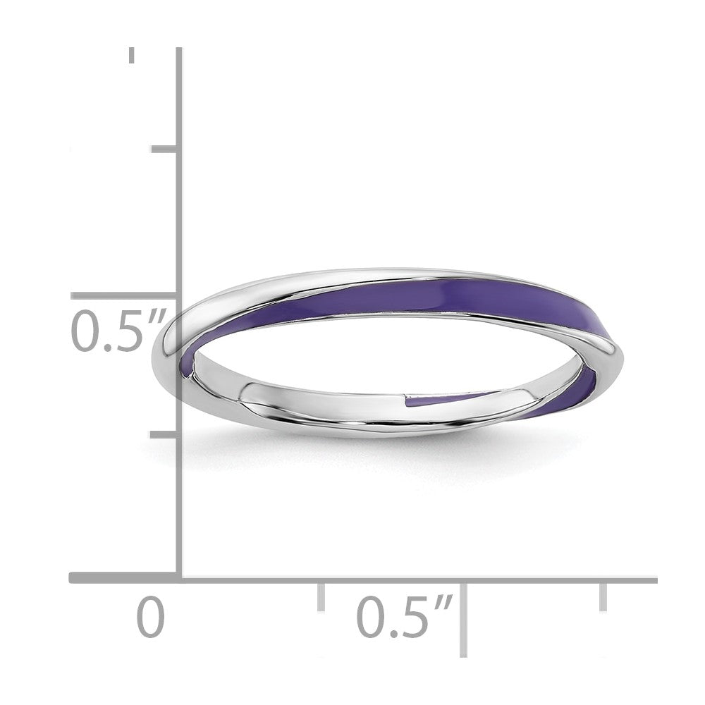 Sterling Silver Stackable Expressions Twisted Purple Enameled Ring Size -10