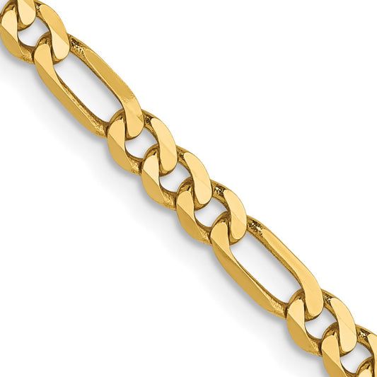 14K 3mm Flat Figaro Chain