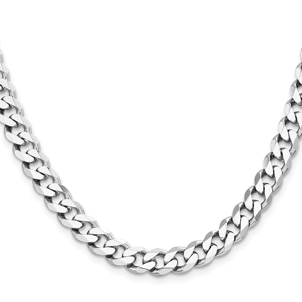 Sterling Silver Rhodium-plated 8.3mm Curb Chain 28 Inches