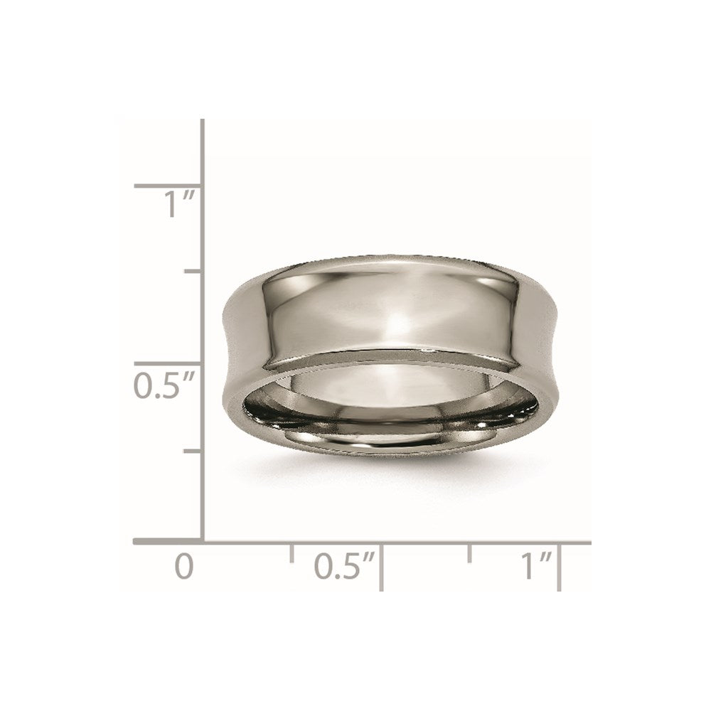 Titanium Polished Concave 8mm Beveled Edge Band Size - 10.5