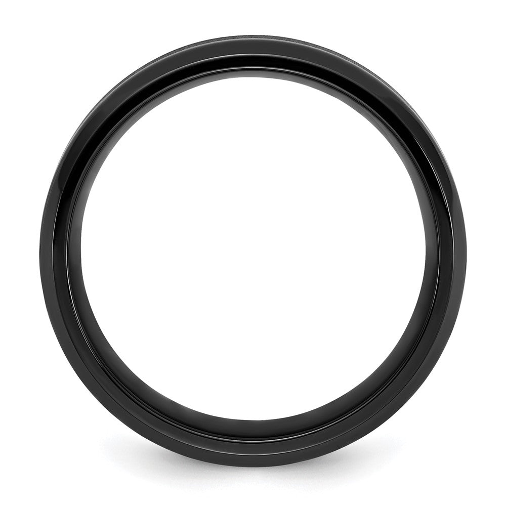 Chisel Stainless Steel Polished Black IP-plated Brushed Center 8mm Band Size - 12