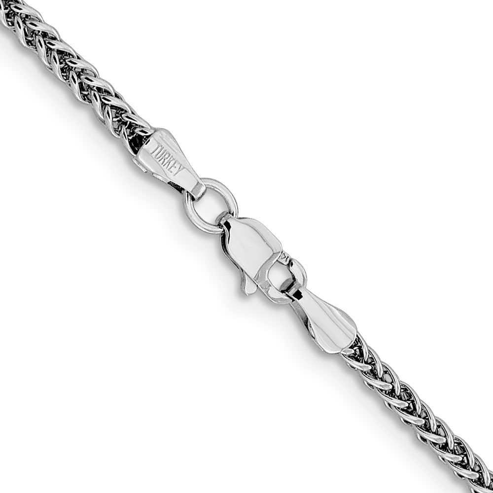 14K White Gold 18 inch 2.35mm Semi-Solid 3-Wire Wheat with Lobster Clasp Chain