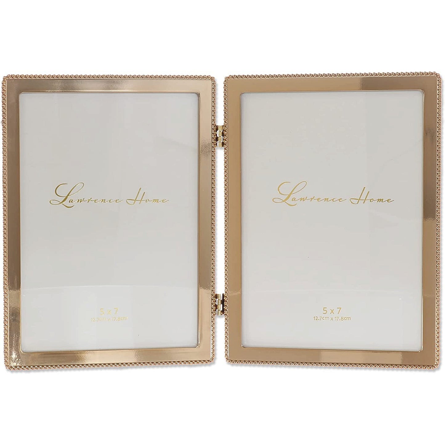 Beaded Trim Gold finish Double 5x7 frame - 5x7