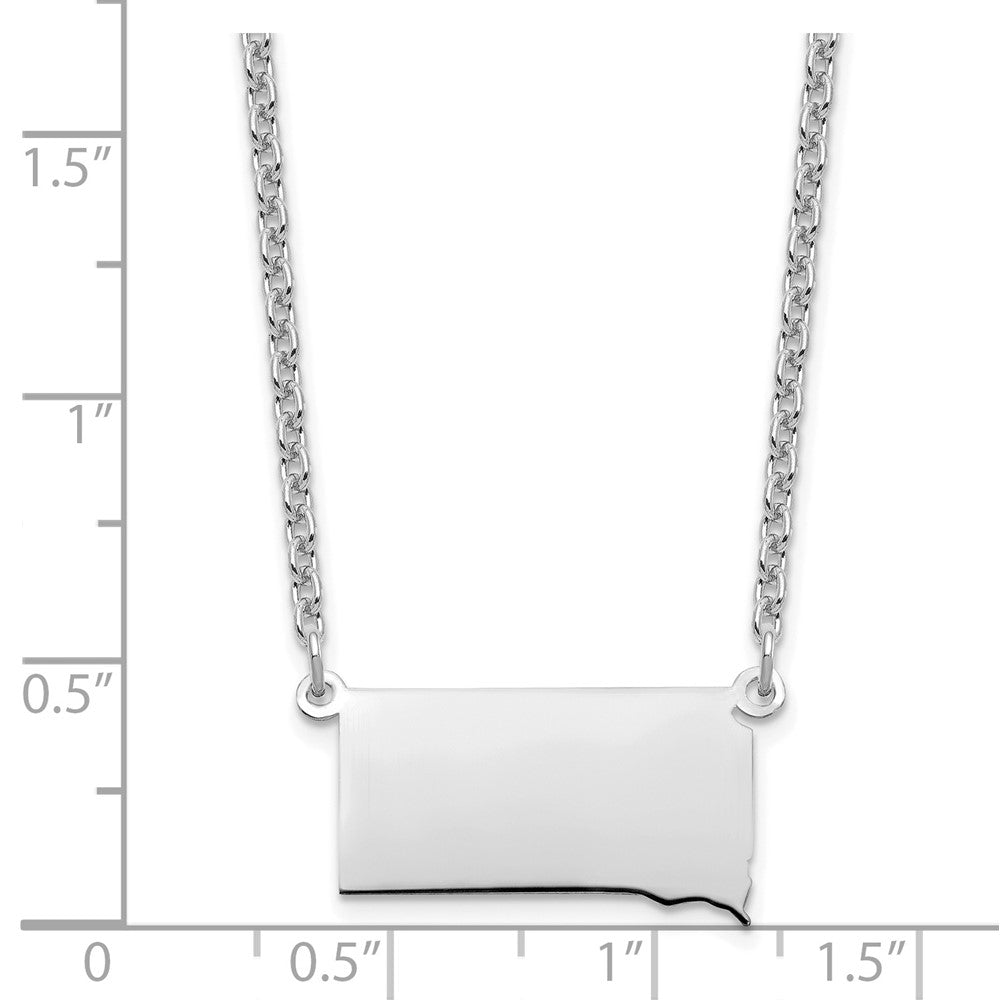Sterling Silver/Rhodium-plated South Dakota State Necklace