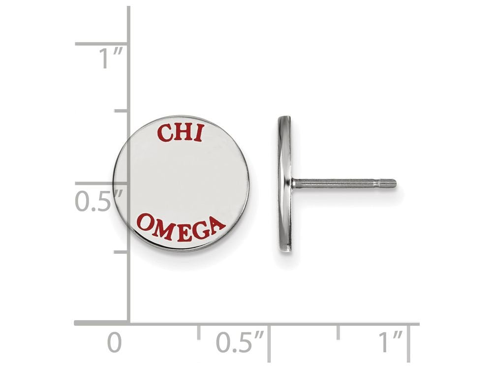 Sterling Silver Official Licensed Greek Sororities Chi Omega (??) Enameled Post Earrings