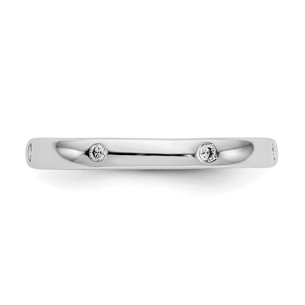 14k White Gold Polished Size 7.5 Bezel-set 1/10 carat Diamond Complete Eternity Band