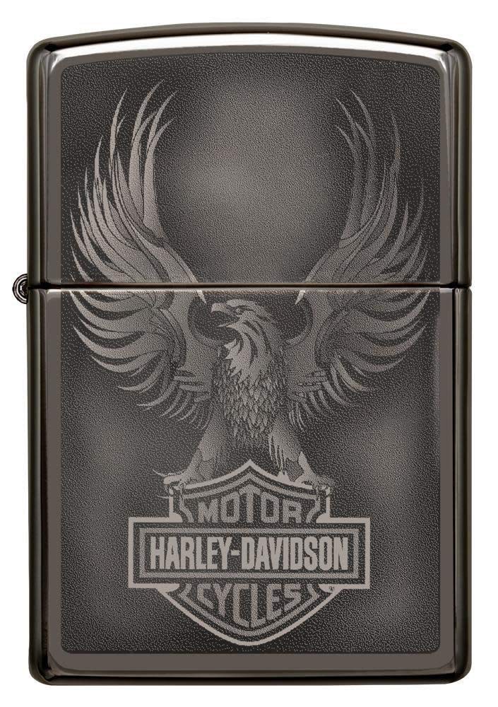 Zippo Harley Davidson Eagle On Logo Ice Finish Genuine Lighter Black