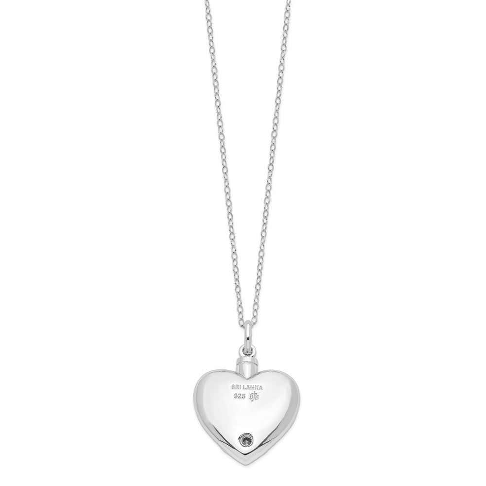 Sentimental Expressions Sterling Silver Rhodium-plated Antiqued Grieving Heart Ash Holder 18 Inch Necklace 18 Inches