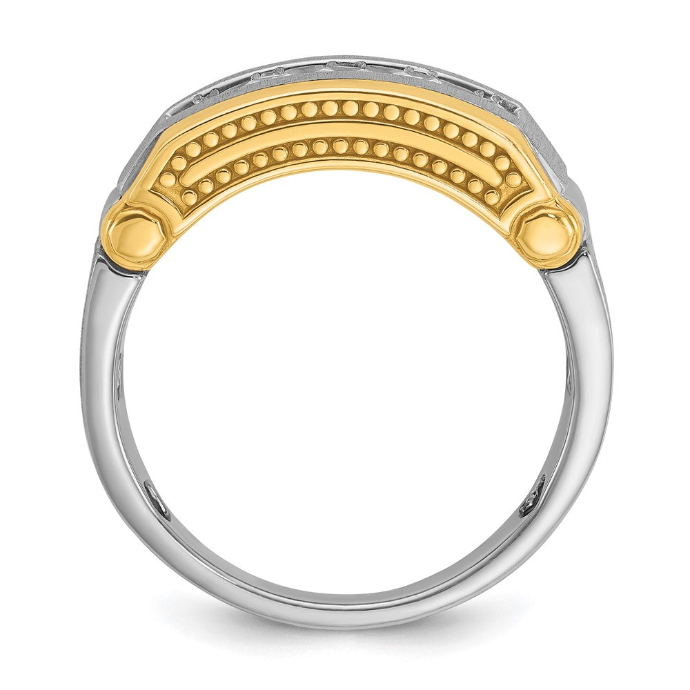 IBGoodman 14k Two-tone Men's Polished Satin and Beaded 5-Stone Ring Mounting