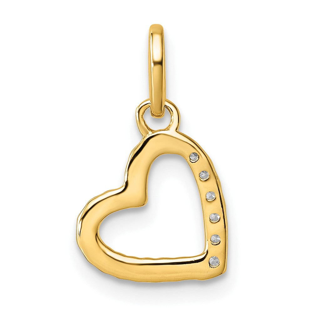 14K Polished Diamond Twisted Heart Pendant