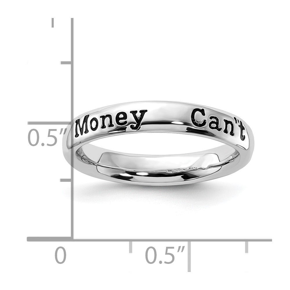 Sterling Silver Stackable Expressions Enameled Lyric Money Can't Buy Me Love Ring