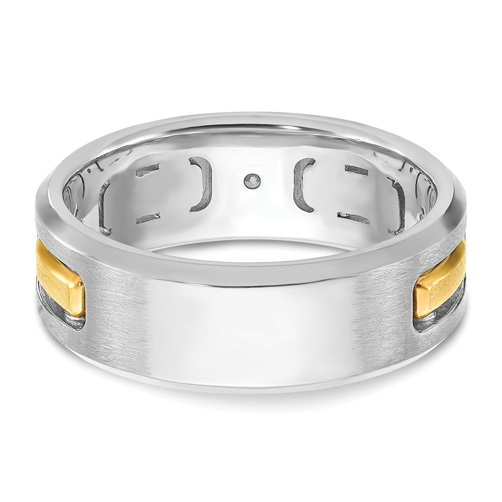 IBGoodman 14k Two-tone 1/6 carat Lab Grown Diamond VS/SI+ G+ Polished and Satin Cut-Out Three Stone Complete Men's Ring