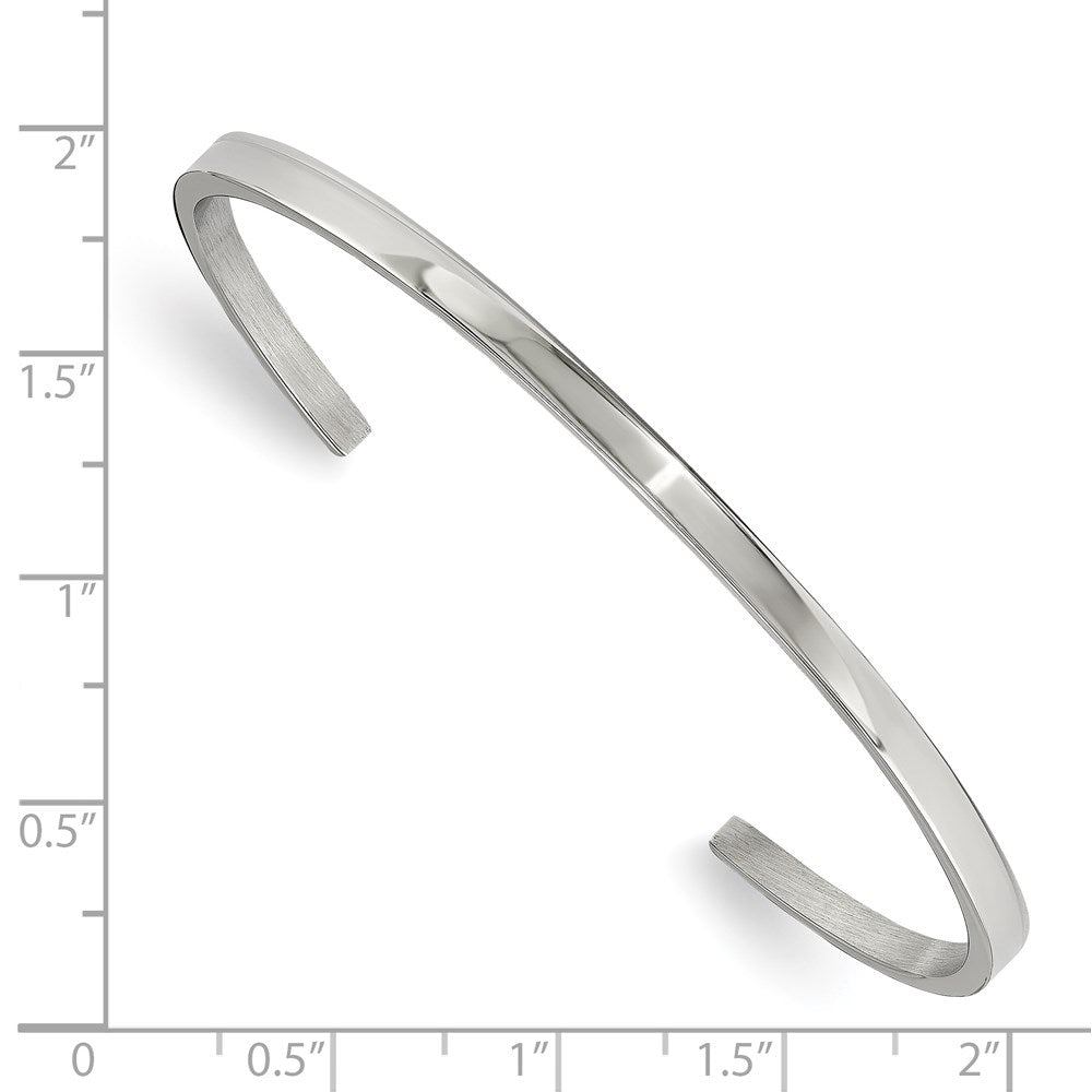 Stainless Steel Polished 3mm Cuff Bangle 6.5 inches