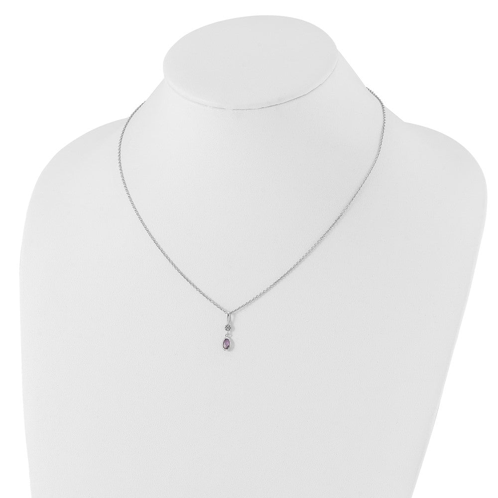 White Ice Sterling Silver Rhodium-plated 18 Inch Amethyst and Diamond Necklace with 2 Inch Extender 18 Inches