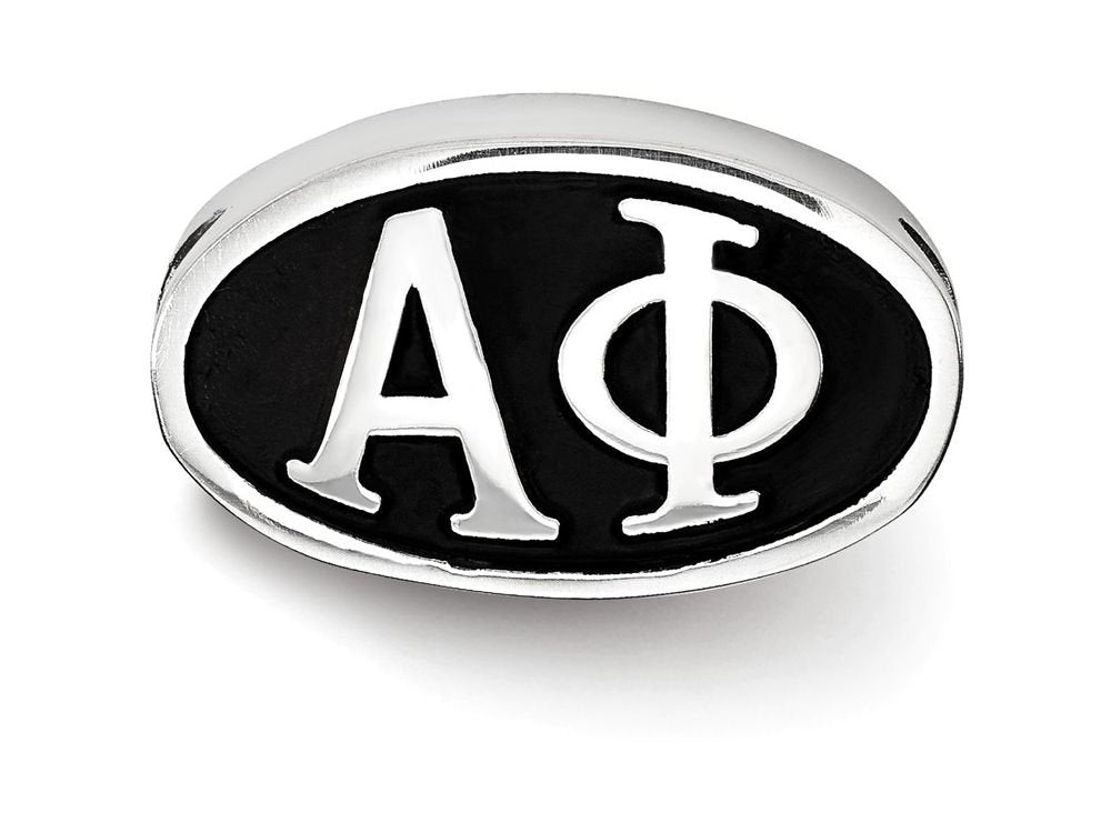 Sterling Silver LogoArt Alpha Phi Sorority Greek Letters Enameled Oval Bead