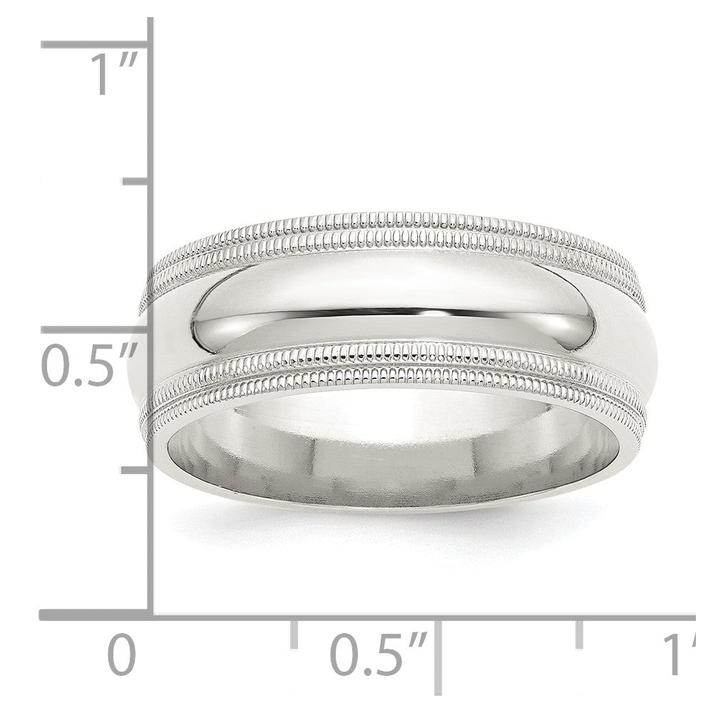 Sterling Silver 8mm Comfort Fit Double Milgrain Size 4.5 Band