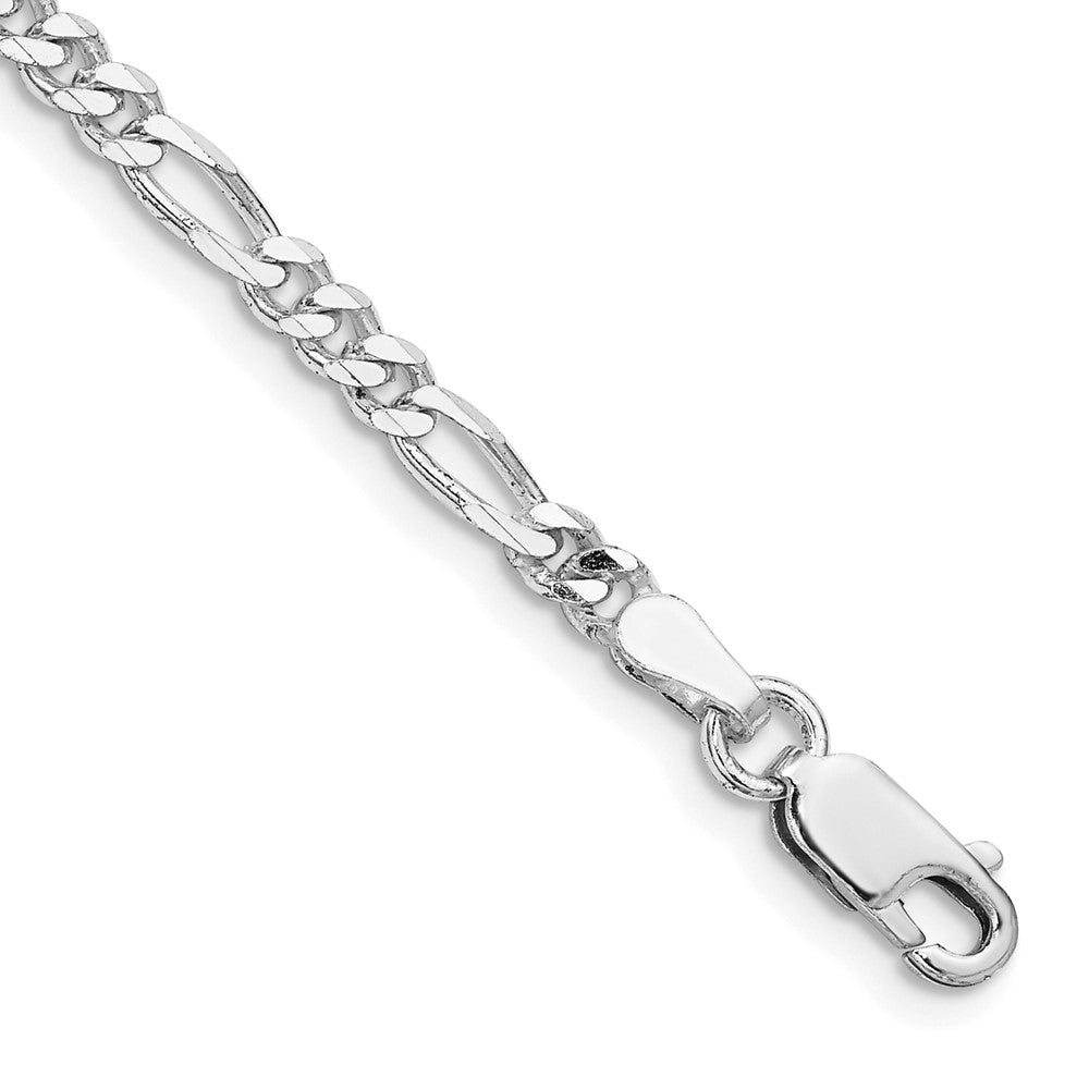 Sterling Silver Rhodium-plated 3.5mm Figaro Chain 9 inches