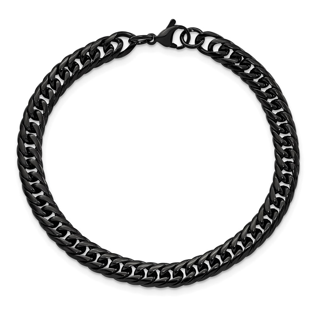 Chisel Stainless Steel Polished Black IP-plated 9 inch Curb Chain Bracelet 9 inches