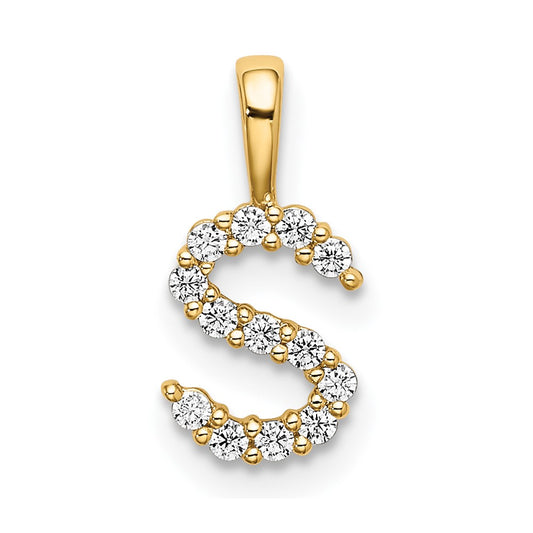 14k 1/8 carat Lab Grown Diamond VS/SI+ G+ Letter S Initial Pendant