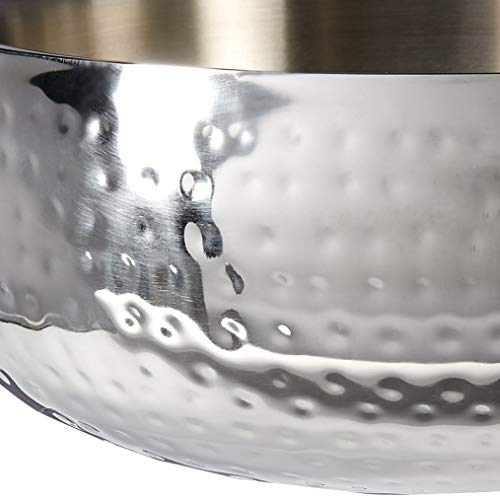 Elegant Heim Concept Hammered 11" Round Stainless Steel Doublewall Serving Bowl