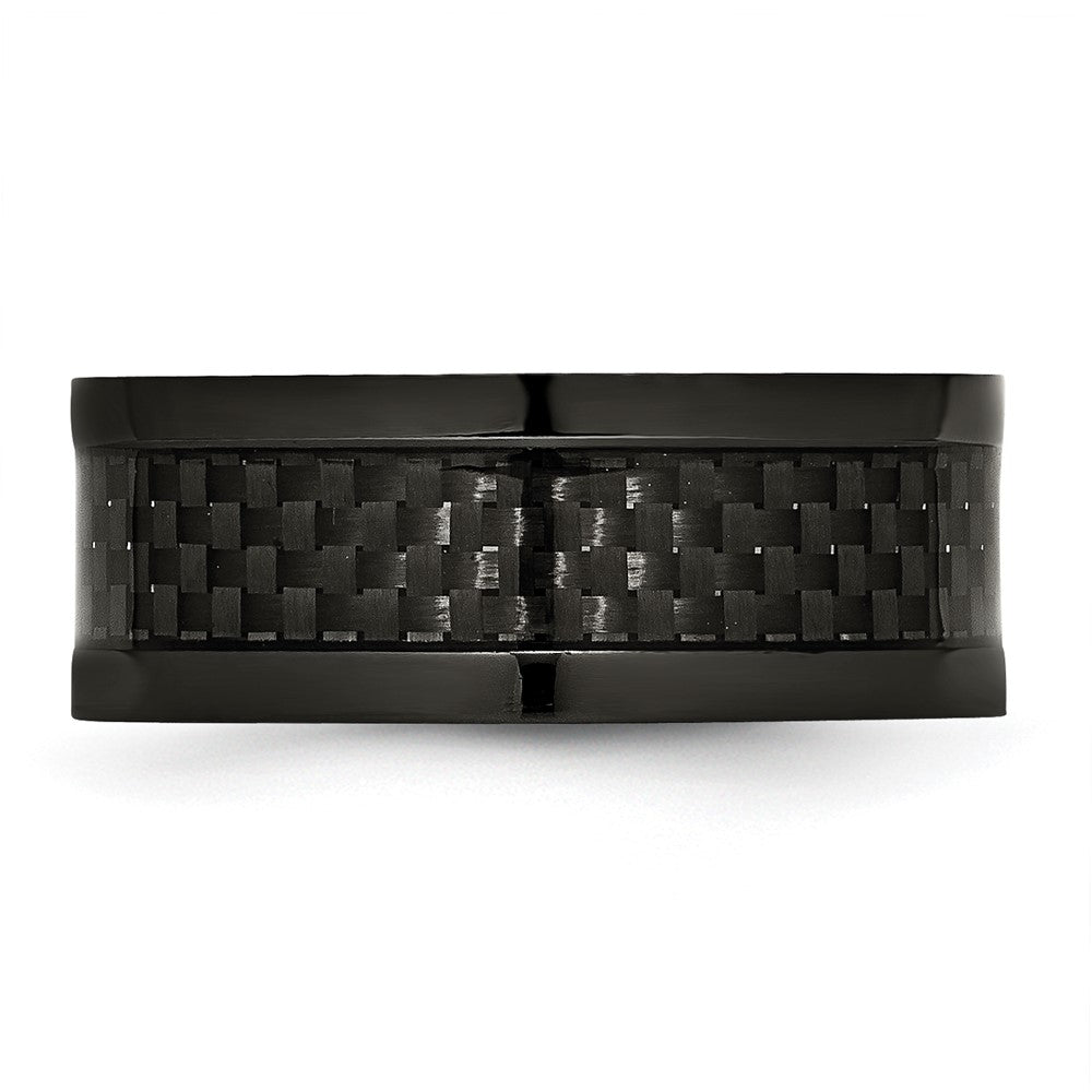 Titanium Polished Black IP-plated w/Carbon Fiber Inlay 9mm Band Size - 8.5