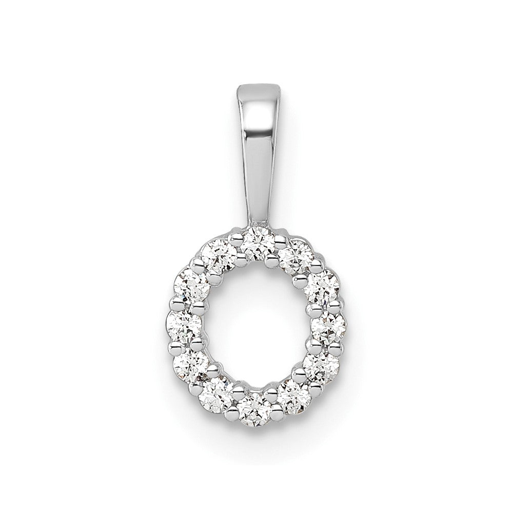 14KW Small Initial O Diamond Pendant