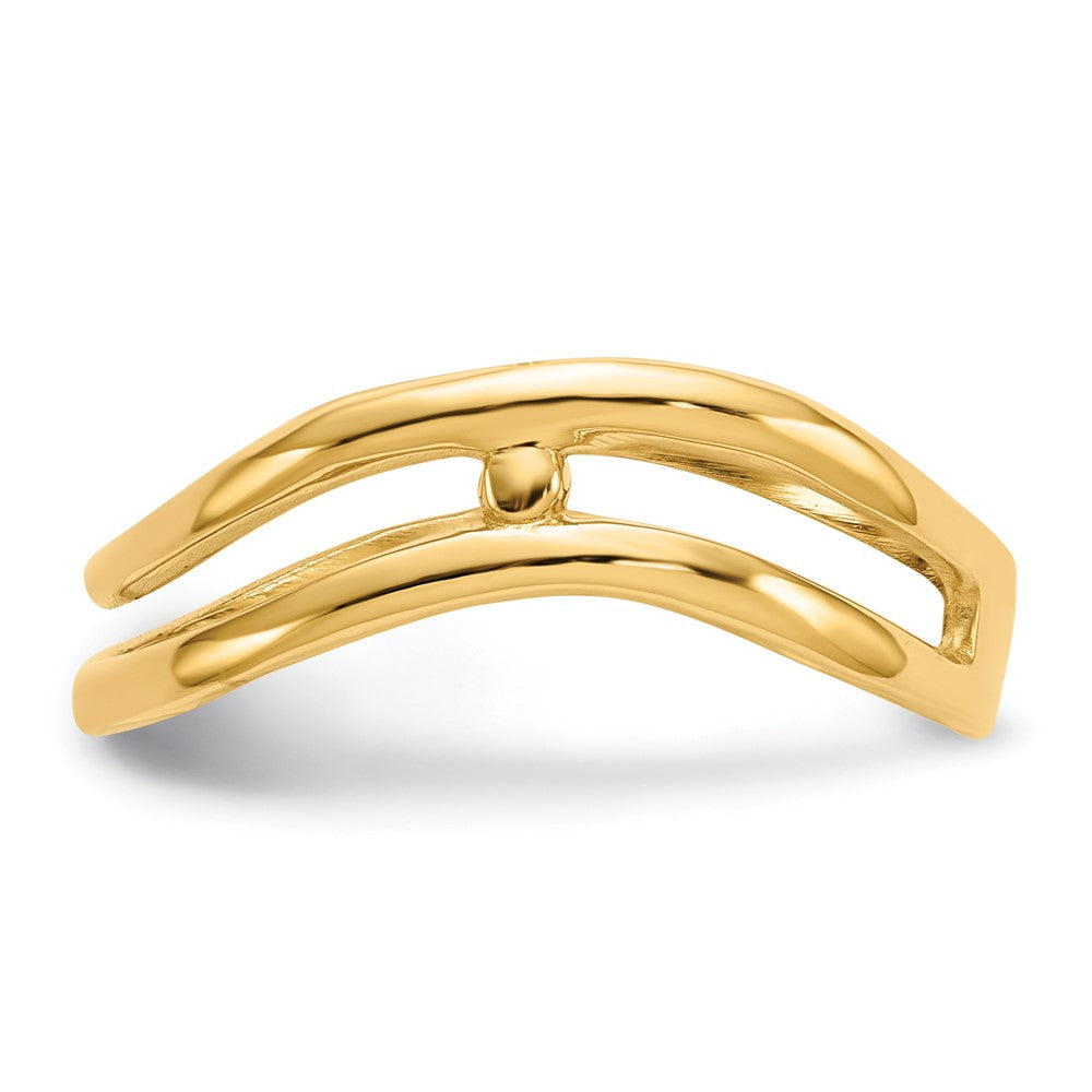 14K Gold Polished Double Wave Fashion Thumb Ring Size 9