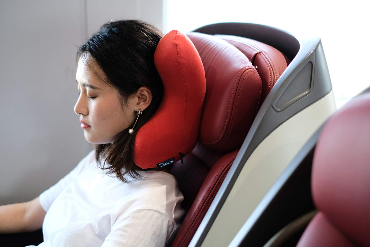 Red Travel Pillow Set with Eye Mask and Ear Plugs QGM22668