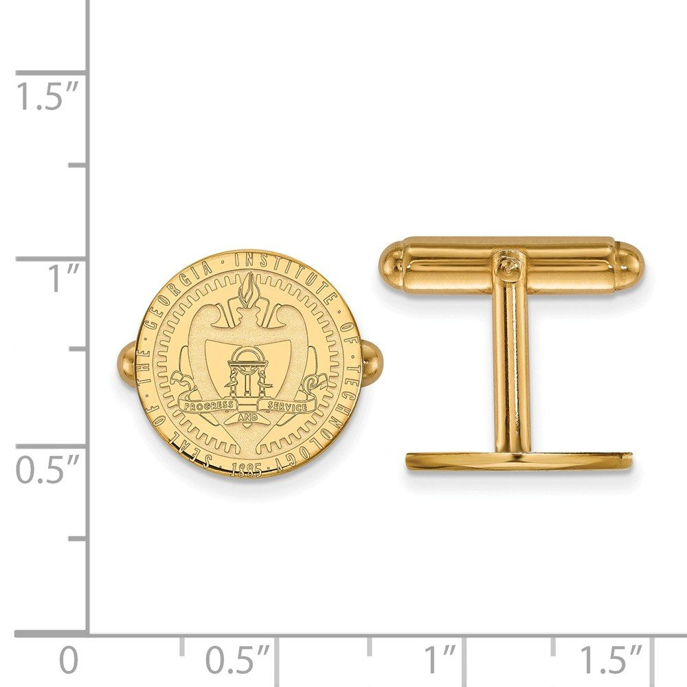 Sterling Silver Gold-plated LogoArt Georgia Institute of Technology Crest Cuff Links Q-GP058GT