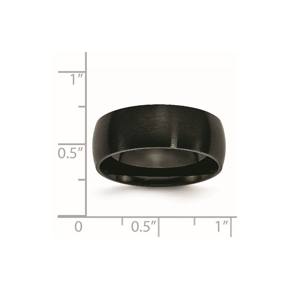 Stainless Steel 8mm Black IP-plated Brushed Band Size - 10.5