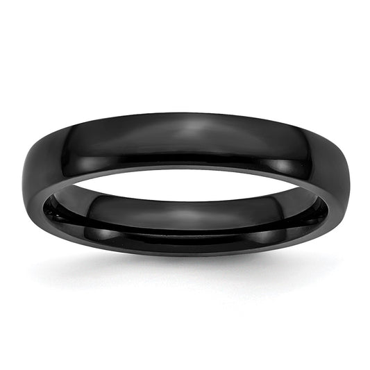 Stainless Steel 4mm Black IP-plated Polished Band Size - 7.5